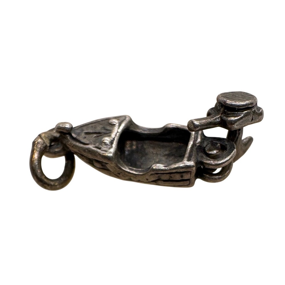 Vintage Sterling Silver Motorboat Charm Movable Rudder Nautical Pendant 1.6g